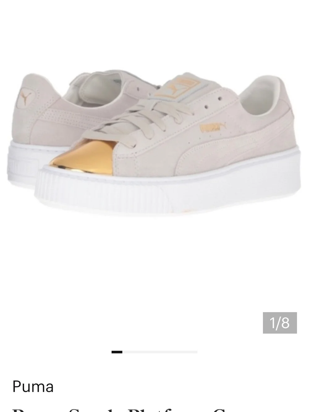 Puma Women's Platform White Crwam Suede with Gold Toe Cap